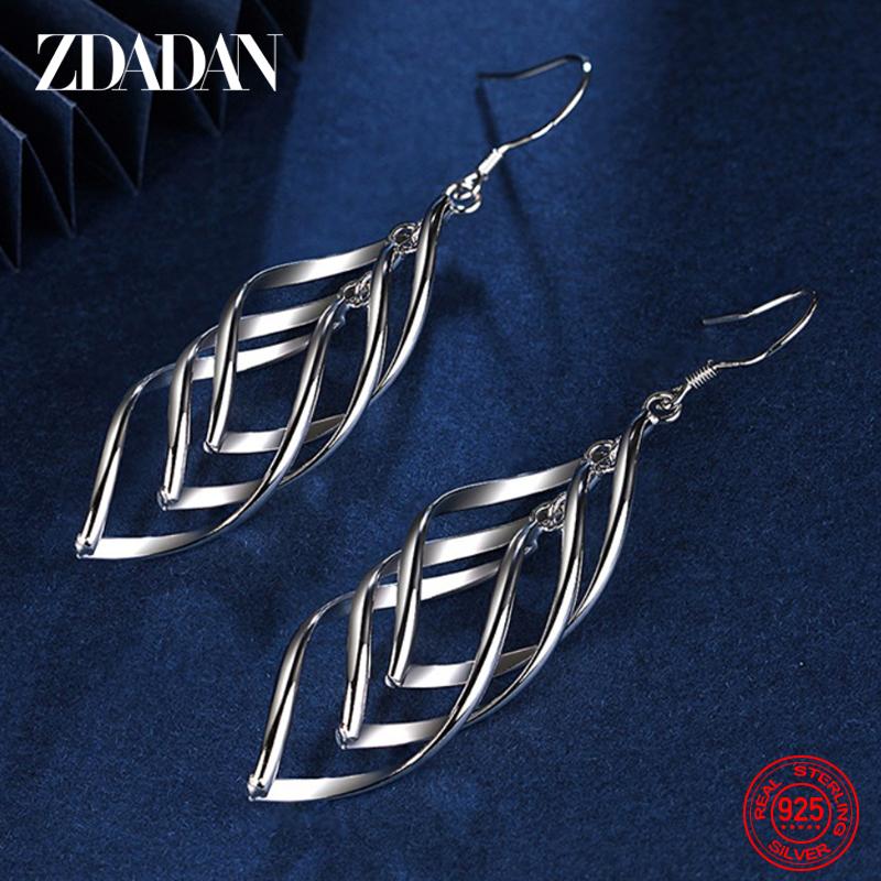 925 Sterling Silver Long Tassel Multi Layer Twisted Wave Earrings for Women Drop Earrings Fashion Jewelry Accessories