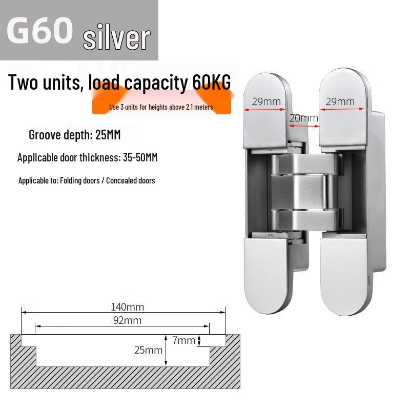 Adjustable 180° Concealed Door Hinges for Inward/Outward Opening Wooden Doors