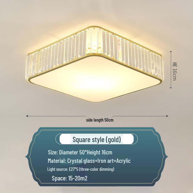 Modern Minimalist Round LED Crystal Ceiling Light for Bedroom, Living Room, Dining Room, and Study