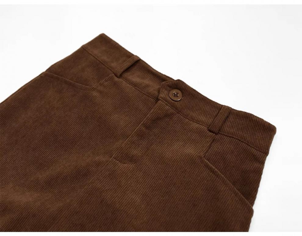 2024 Spring/Summer Retro Corduroy High-Waisted A-Line Midi Mini Hip Wrap Skirt for Women