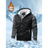 Men's fleece jacket; autumn and winter thickened warm color matching jacket; zipper hooded sweatshirt.