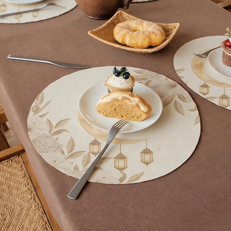 Round Plate Dining Mat Ramadan Festival Party Dinner Tablecloth Decoration Muslim Islamic Eid Al-Fitr Tableware Pad Decor