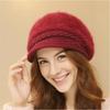 Fashion Winter Thickened Keep Warm Knitted Korean Rabbit Hair Hat Women Ear Protection Versatile Duck Tongue Hat Thickened Warm Knitted Hat