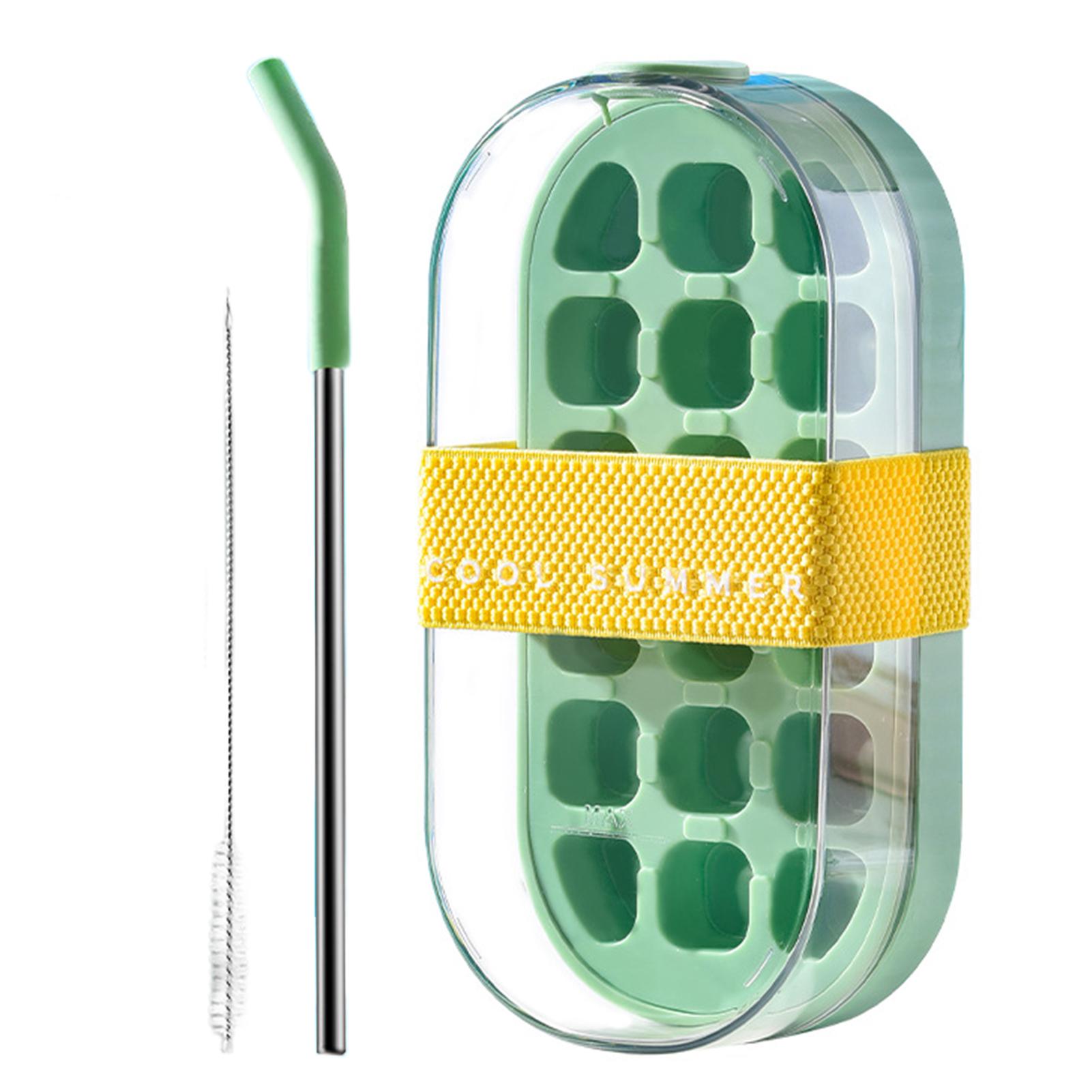 

Cool Summer Ice Bottle Cup Large Capacity Ice Tray Mold 2 in 1 Ice Cubes Bottle with Straw No Spill Ice Maker Water Bottle As Shown