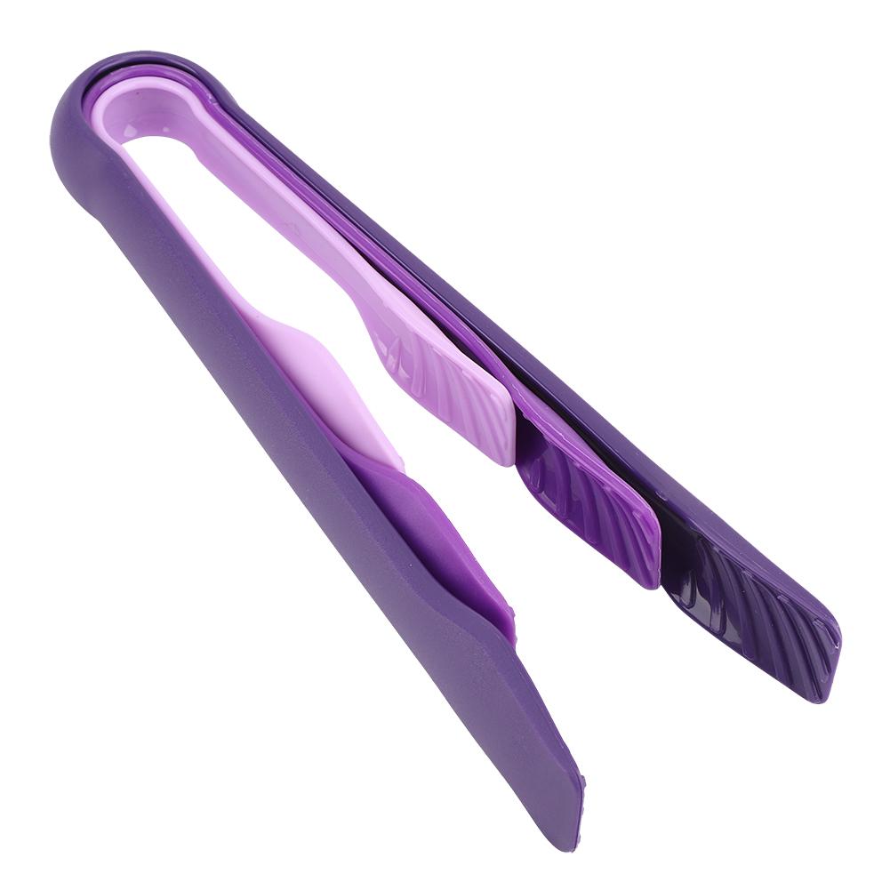 3 PCS Multifunctional Plastic Bread Tongs Food Clamps for Home Bakery (Purple)