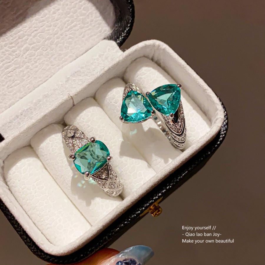 New Chinese Style Zircon Snake Pattern Triangle Open Ring For Women