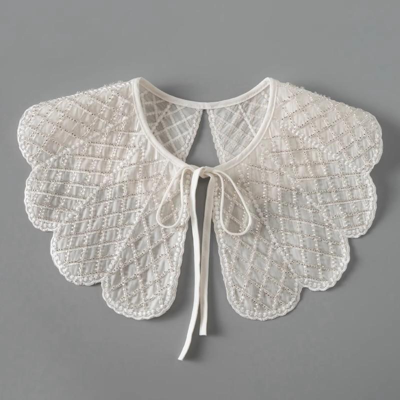 Perfect Match Pink Women Scarf Shawl Detachable Collar Tie Necklace Embroidery Lapel Fake False Collar Woman Lace Tie Neckwear Nep Kraagie
