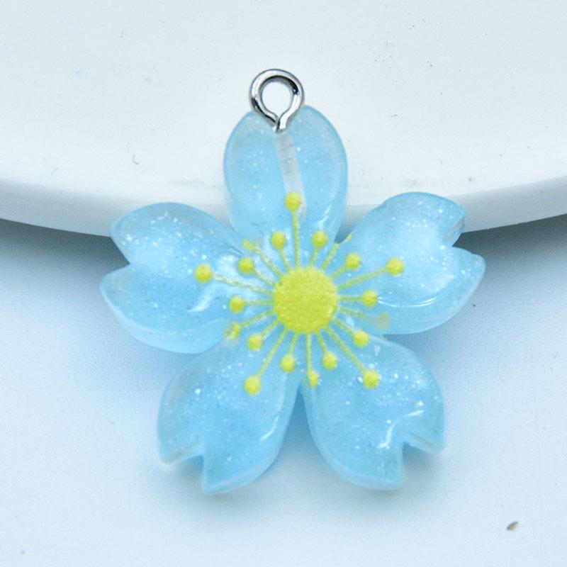 Luminous Sakura Daisy Resin Charms: Earrings, Pendants, Keychains for DIY Jewelry