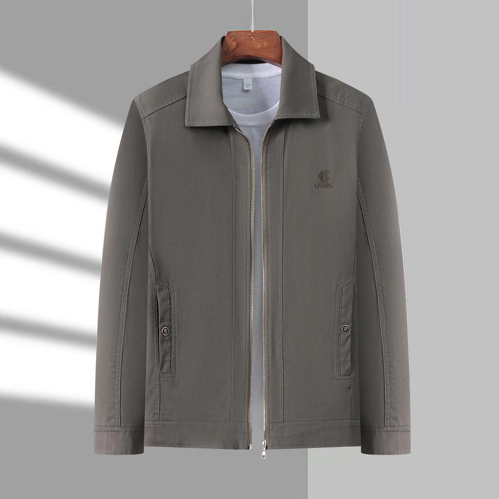 2026 Men's Spring & Autumn Jacket for Middle-Aged & Elderly: Business Casual Long Sleeve Lapel Outerwear