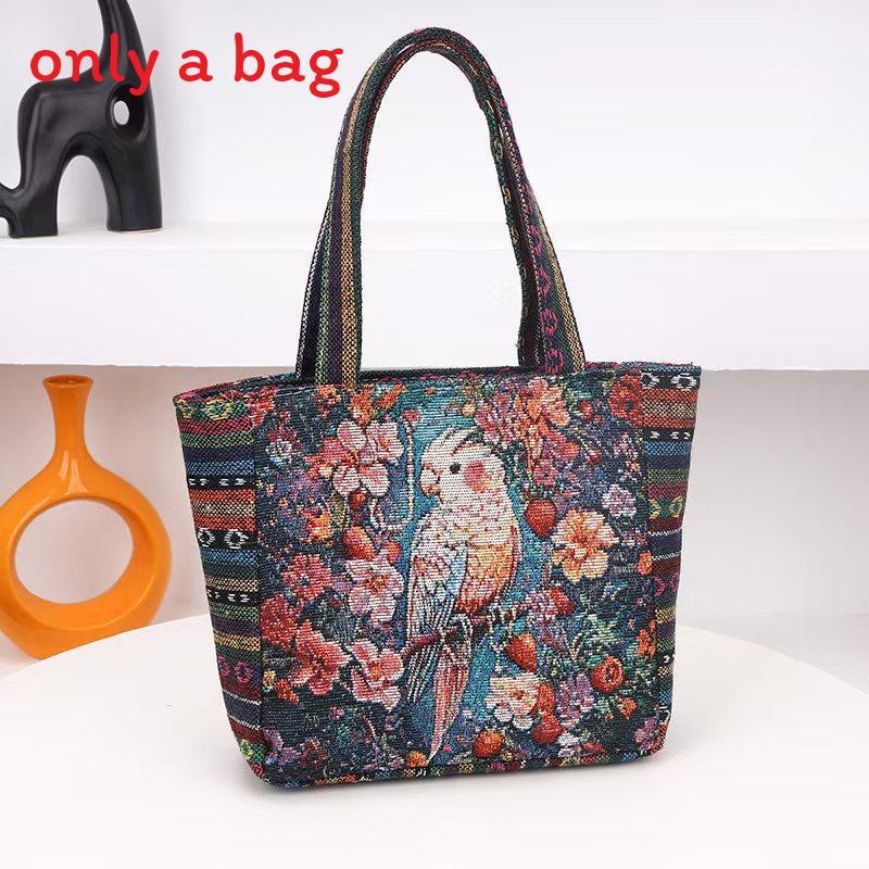 Ethnic Embroidered Handbag For Women With Canvas Material And Zipper Closure For Daily Use
