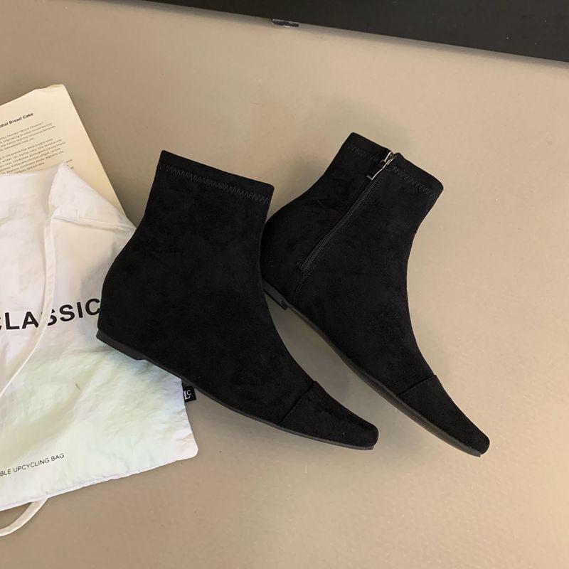 

Осень-зима 2025 года, высокие французские ретро ботильоны с острым носком, женские ботильоны на мягкой подошве и высоком каблуке, эластичные тонкие ботильоны, тренд 40 чёрный