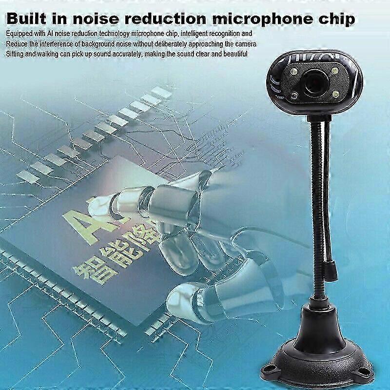4-LED HD Computer Webcam With Microphone For Desktop Laptop Computer Camera