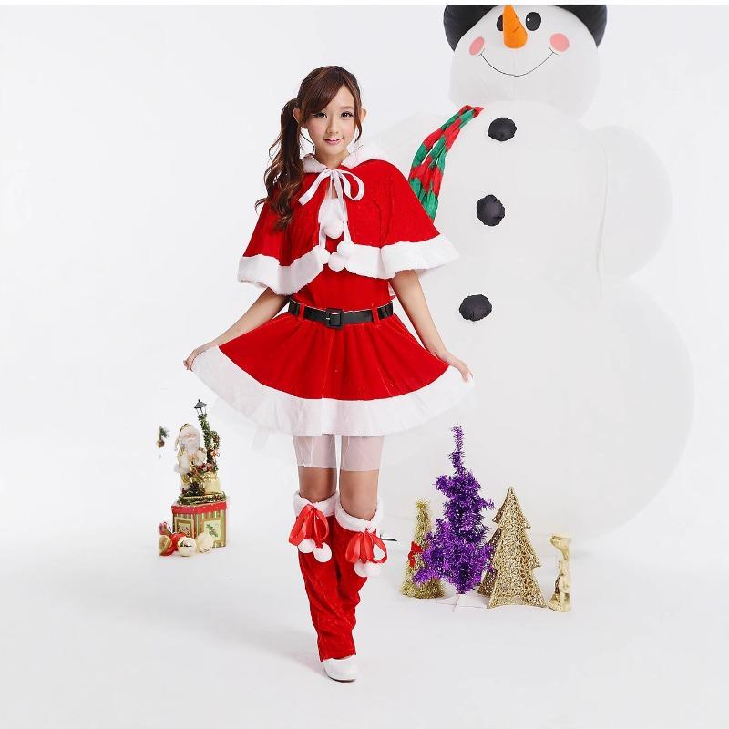 New Christmas Costume Girls Halloween Party Uniform Santa Claus Clothing Performance Costume Shawl