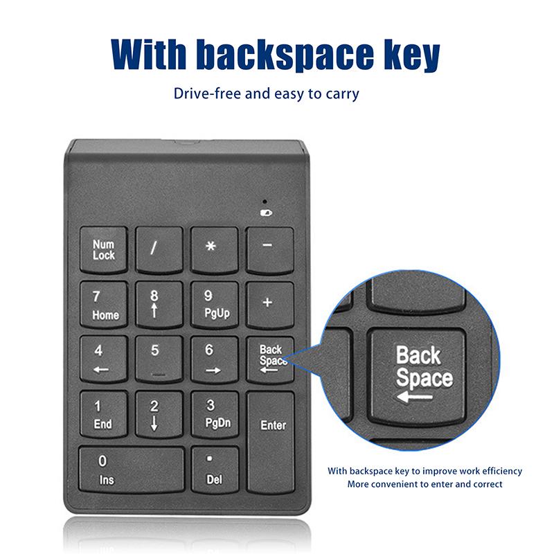 

Тонкая беспроводная мини-USB цифровая клавиатура 2.4G, 18 клавиш для бухгалтерии, кассира, банка