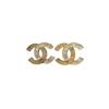 CHANEL [24S new product] new golden square rhinestone double spelled double C stud earrings