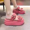 Fashion 8cm Woman Slippers 2024 Summer Fashion Sweet Female Casual Platform Shoes Microfiber Leather Women Outdoor Slides Heels