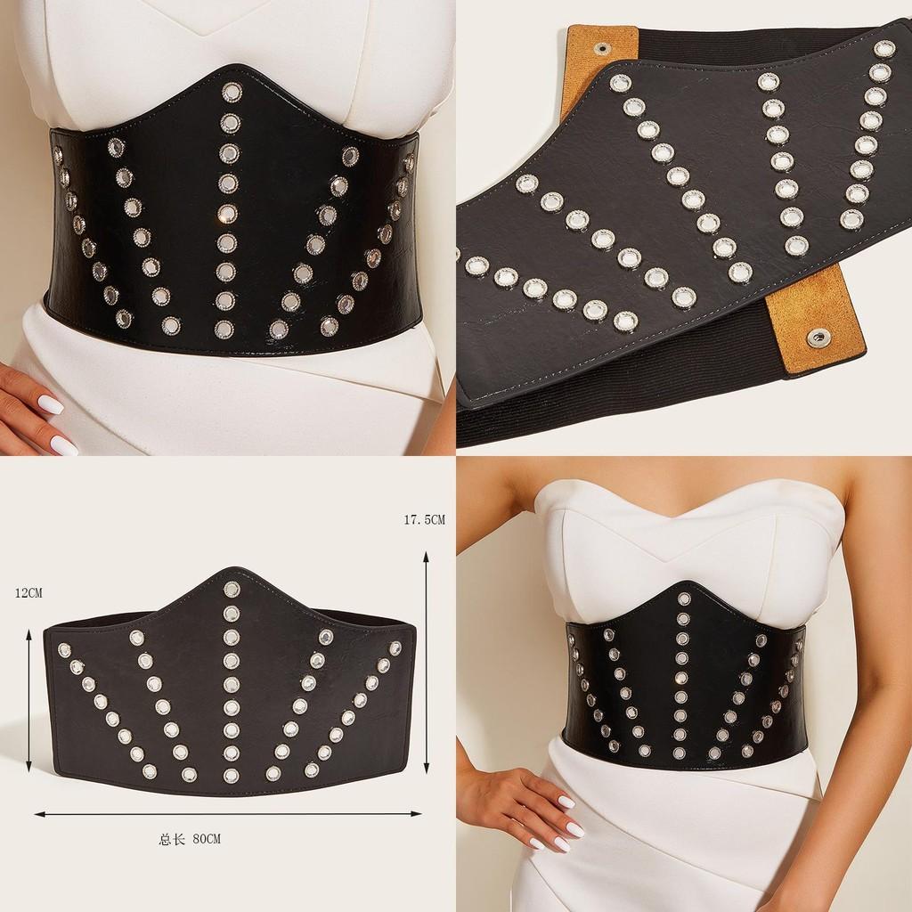 Elegant Pu Material Vintage Wide Waist Belt With Snap Closure For Women