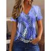 Summer Fashion Comfortable Loose Large T-shirt Striped Grid 3D Printed Casual Breathable Versatile V-neck Short Sleeved Women's T-shirt
