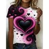 Summer Leopard Heart 3D Print T-Shirts Fashion Women's Round Neck Short Sleeve T Shirt Tees Harajuku Tops Female Clothing