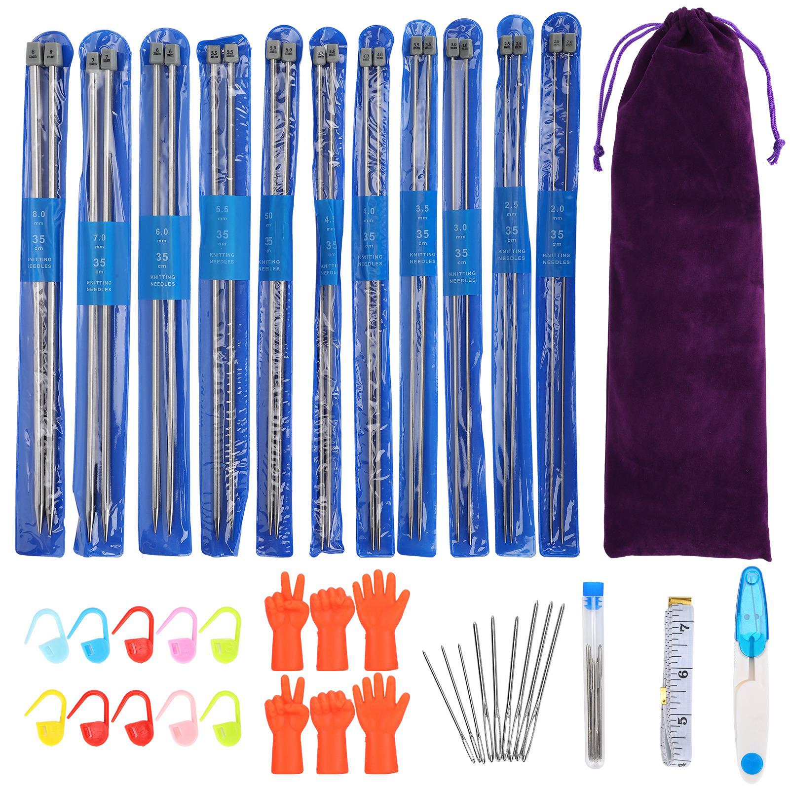 

35 см13,8 дюйма Набор спиц из нержавеющей стали с одним концом для вязания крючком для свитера своими руками