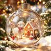 Christmas Party Favors Glowing Story Ornament, Light?Up Mini Holiday Scene Hanging Ball with Warm Reusable Plastic Baubles LED Light, Clear