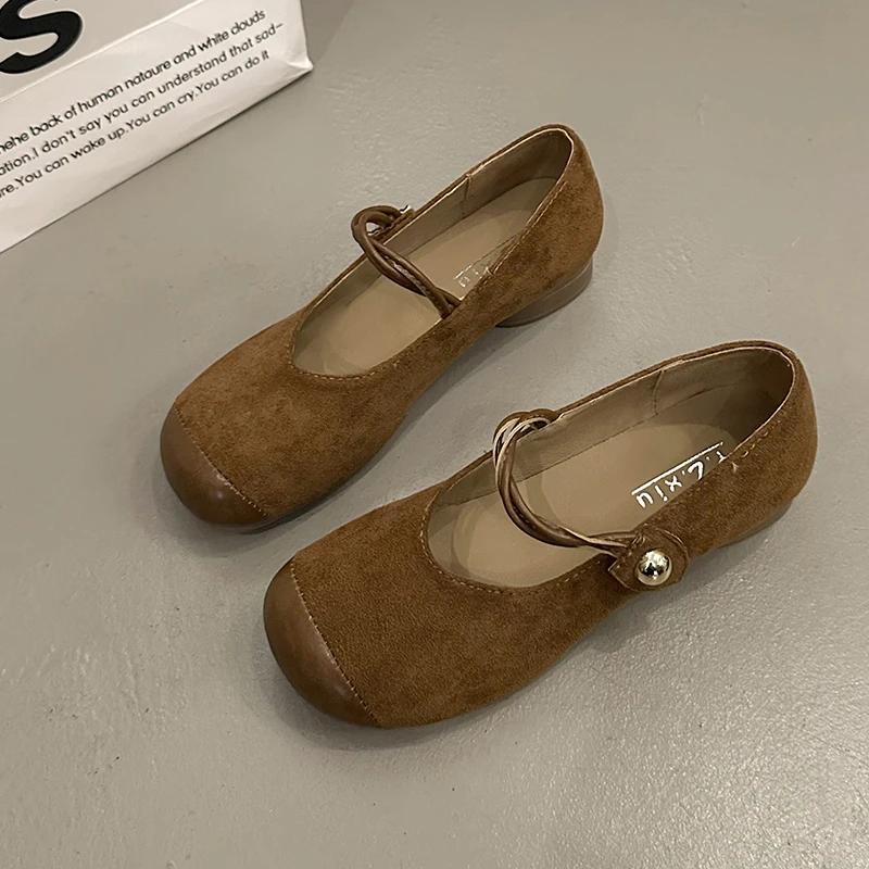 Fashion Flat Shoes for Women New 2025 Spring Autumn Square Toe Mary Jane Shoes Ladies Suede Women's Shoes