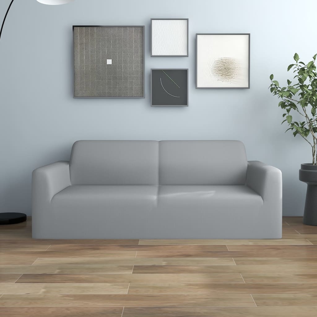 Vidaxl Elastic 2-Seater Sofa Cover, Grey, Jersey