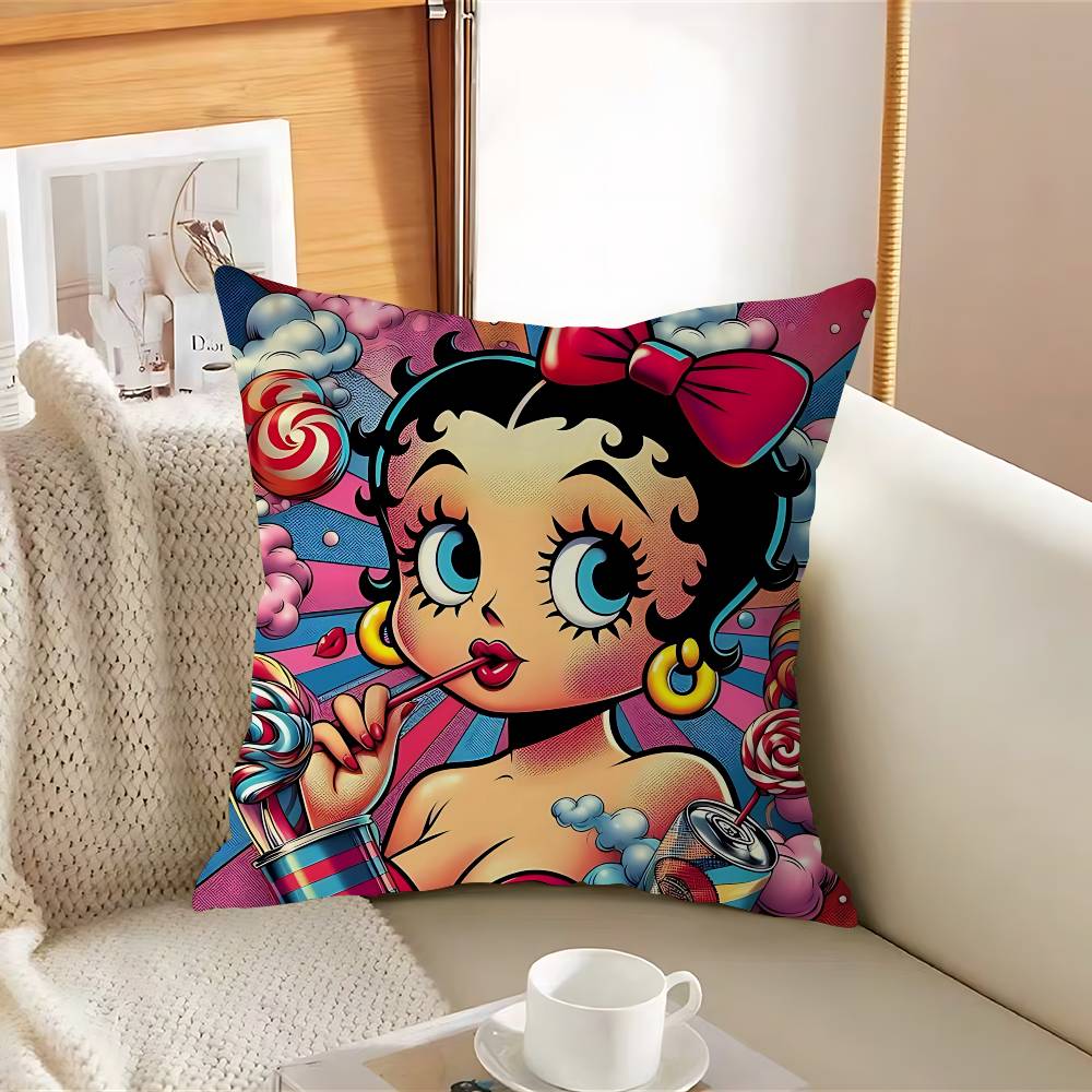 

B-Betty Boop Personalized Pillow Dust Cover Bedroom Kids Party Decoration Pillowcase Birthday Children Gift 12x12Inch