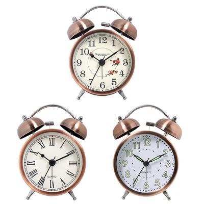 Retro Bell Loud Alarm Clock Silent Non Ticking Clock Old Fashioned Bedside Clock with Night Light for Heavy Sleepers