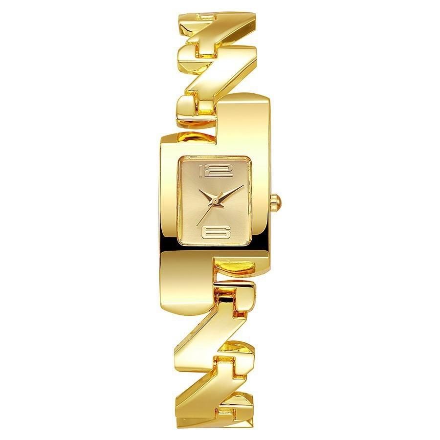 Fashion Vintage Gold Alloy Square Ladies Watch With Quartz Movement For Casual Wear