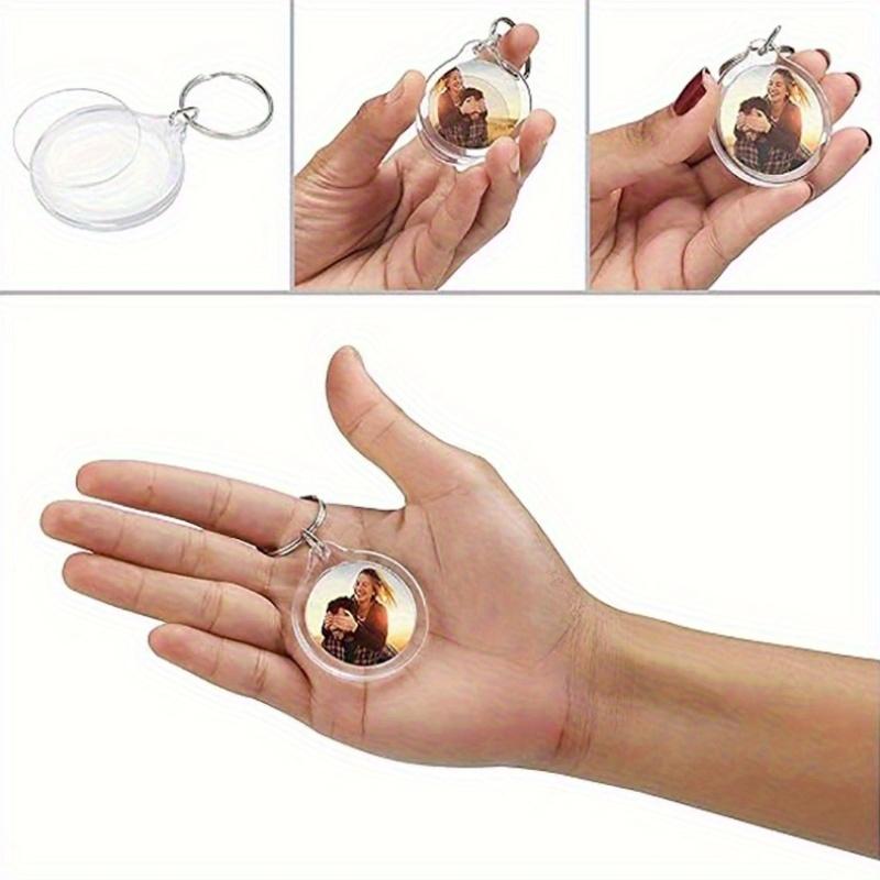 50-piece Photo Frame Keyring Set, Transparent Acrylic Photo Frame Keyrings, Circular Blank Photo Insert Keyrings for DIY Crafting