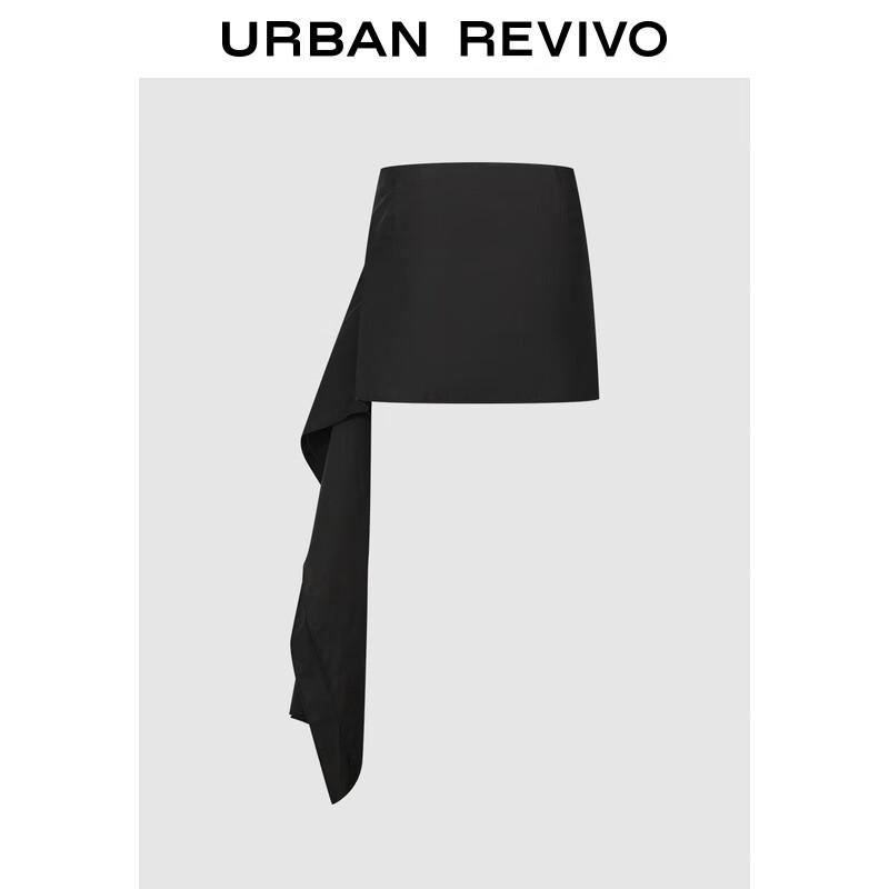 UR Women s Solid A-Line Mini Skirt with Flowing Ribbons S