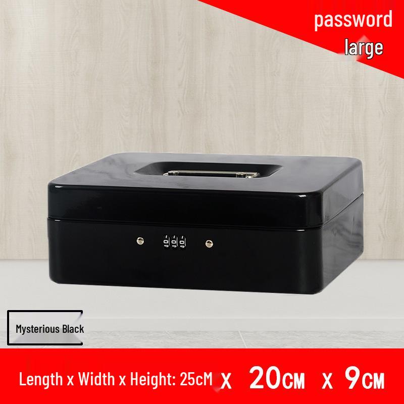 Portable Thickened Metal Cash Box with Lock and Password, Secure Storage Organizer