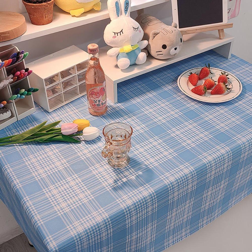 Ins Korean Desk Table Cloth Strawberry Table Mat Modern Plaid Tablecloth 4
