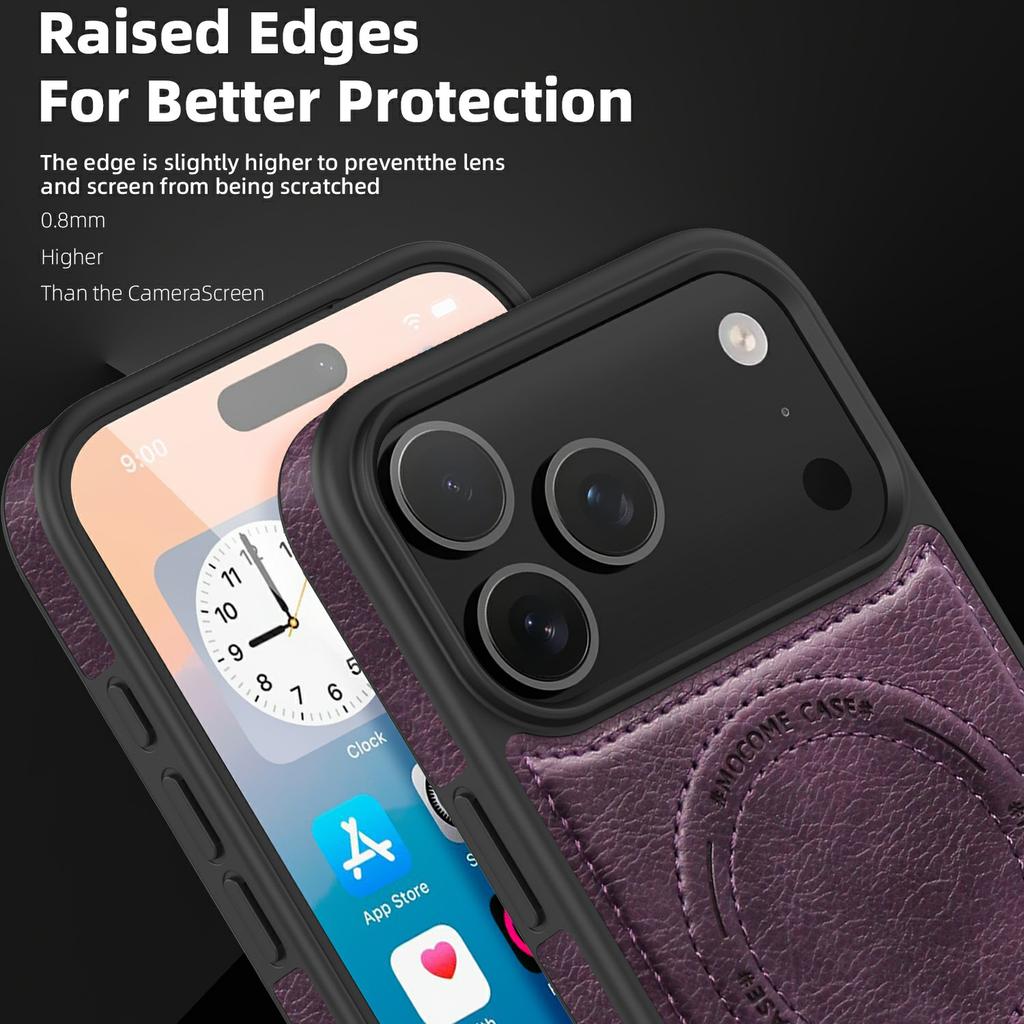 Etui do iPhone 17 Pro Max Kompatybilne z MagSafe Podpórka Skórzany Tylny Pokrowiec na Telefon