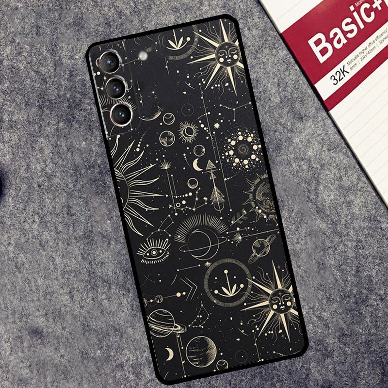 Suns Moons Clouds Astrological Case For Samsung Galaxy S24 S23 S22 S21 Ultra Plus Note 10 Note 20 S8 S9 S10 S20 FE Cover