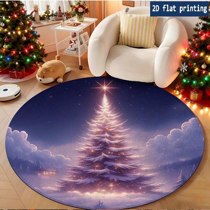 Fairy Sky Light Xmas Tree Round Floor Mat for Bedroom Living Room Chair Entry Decor Rug Keepsake Non Slip Floor Mat Door Mat