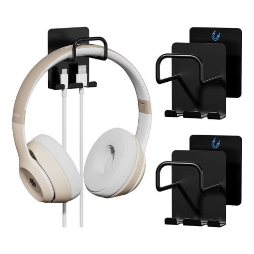 GAGUIUP Headphone Hooks, Set of 2, Headphone Stand, Magnetic Hook, Headphone Hanger Stand, Easy Installation, Convenient Storage (Black)