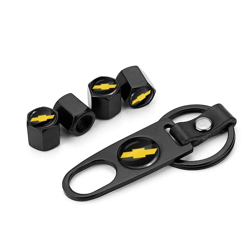 Car Tire Valve Caps Dust Hats With Keychain Compatible Chevrolet Cruz Mai Rui Bao Cobalt Impala Onix pioneer Explorer Bolt Trax