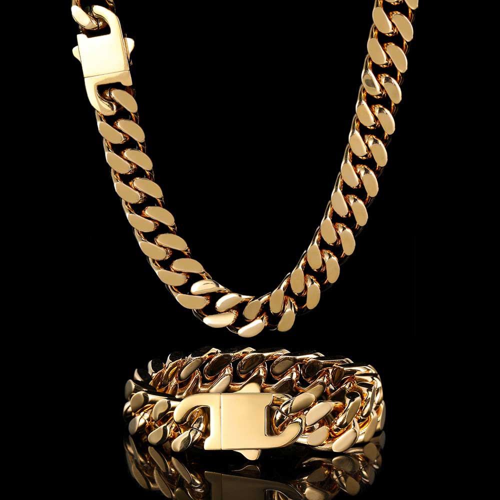 Fine Jewelry High-Polished Stainless Steel 7mm Cuban Link Chain Spring Clasp Stylish Hip Hop Engagement Wedding Necklaces Gifts