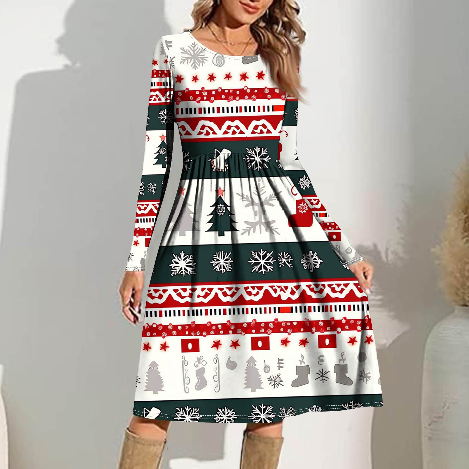 

Женское повседневное платье с градиентным принтом, весеннее, с карманом, с круглым вырезом, с длинным рукавом S