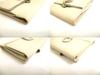 Autentisk Salvatore Ferragamo Gancini lysbeige skinn sølvfarget H/W bifold-lommebok #a701 pusset opp