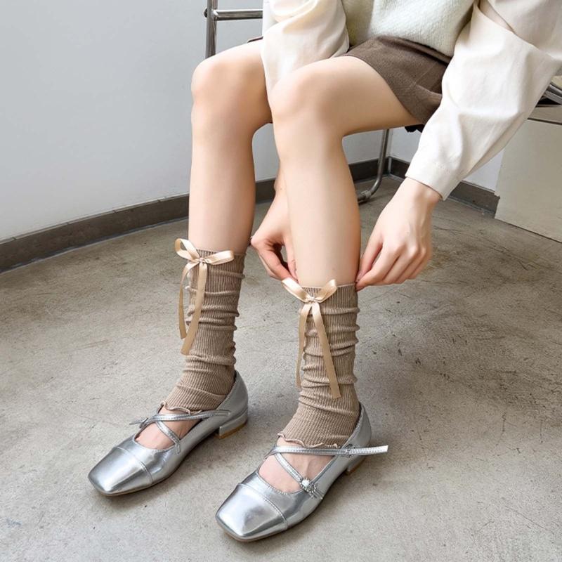 Knit Winter Warm Leg Warmers Long Socks Boot Cuffs Ribbed Leggings Stockings Bowknot Knee Warmers Sleeve