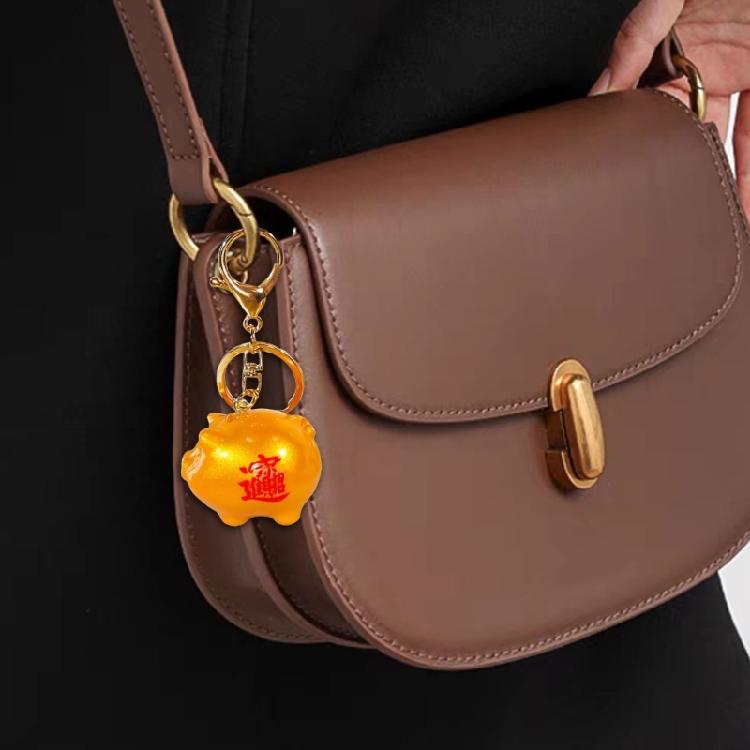 New Year Themed Keychain Golden Money Charm Rubber Key Hanging Accessory For Purse Backpack Car Interior Decoration