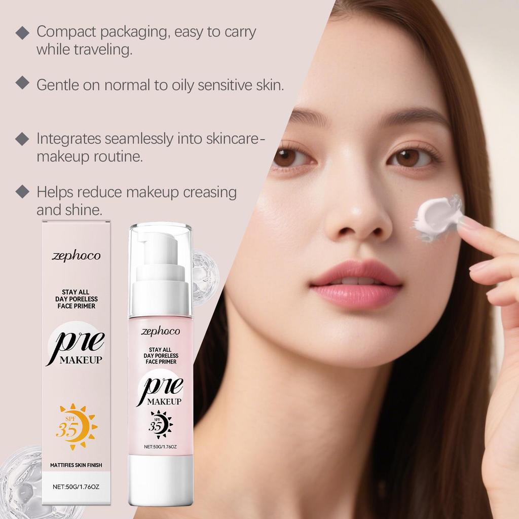 Zephoco Hydrating Makeup Primer: Protects, Moisturizes, and Improves Adherence for All Skin Types.