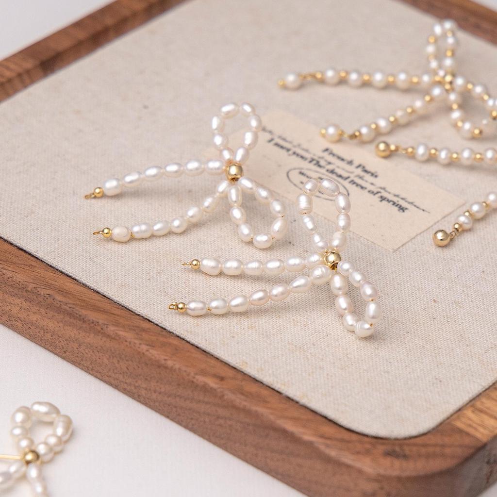 Elegant Bow Freshwater Pearl Stud Earrings