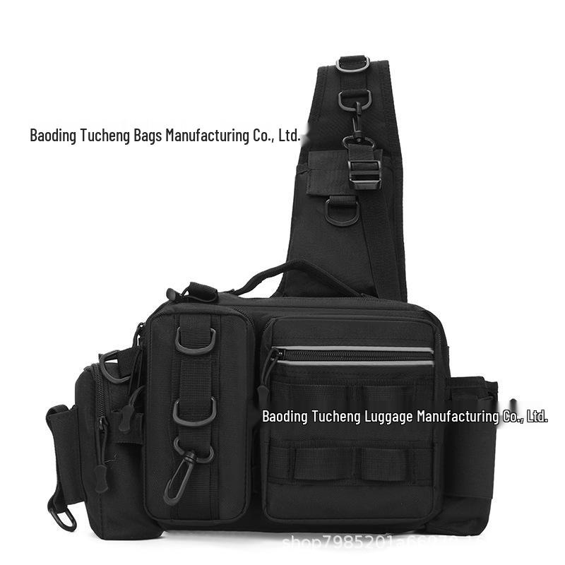 Multi-functional Fishing Gear Bag: Waist, Shoulder, Crossbody with Rod and Bait Compartments чёрный