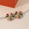 French Romantic Retro Enamel Round Gold Color Hoop Earrings for Womens 2024 New C-shaped Ear Buckle Fashion Luxury Jewelry