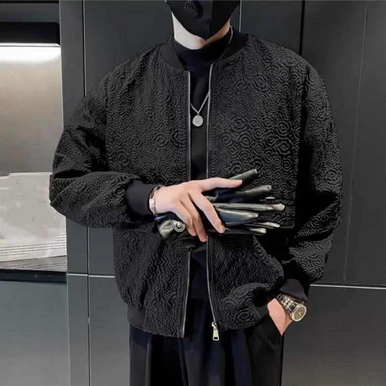 Herren Frühling und Herbst Lockere Hübsche Baseball Kragen Jacke Langarm Floral Casual Jacke