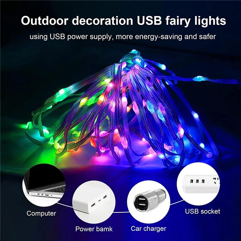 RGB-IC LED Light String USB Bluetooth&Remote WS2812B Fairy Lights Festoon Waterproof Christmas Garland Home Wedding Party Decor